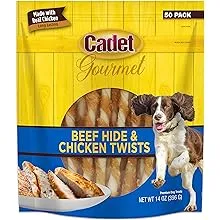 Cadet - Premium Gourmet Rawhide and Chicken Twists Treats - 50 pack - Dog Treats