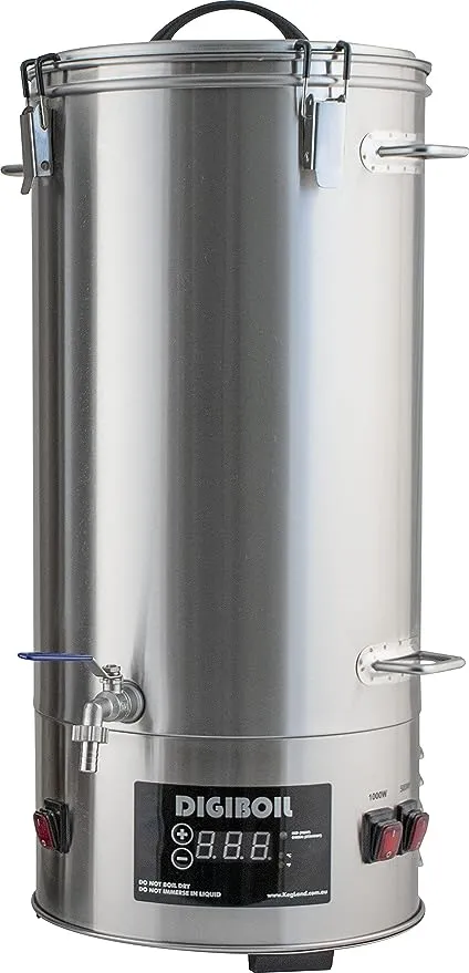 KegLand DigiBoil Electric Kettle - 35 Liters / 9.25 Gallons (110V), 1500W Power, Digital Temperature Control, Stainless Steel, Beer Brewing Machine, Water Heater, Compatible for Distillation(BE501)