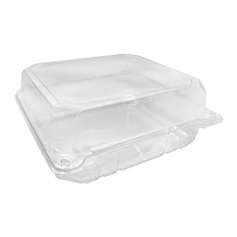 Karat 8 x 8 Clear Plastic Hinged Clamshell Food Containers - Durable, Stackable, Crack-Resistant to-Go Boxes, Case of 250, FP-HC88PET-1C