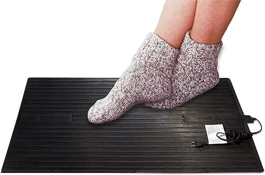 Electric Foot Warmer, Large and Portable Heated Rubber Mat, Personal Space Heater for Home, Office, Garage, and Car, 120 Watts, 8 lbs, 22.95" x 13.97" x 0.70"