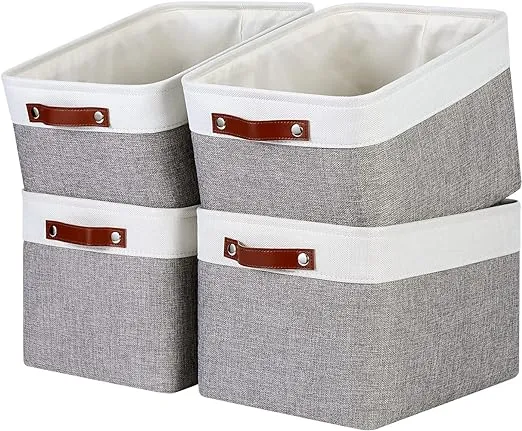 Storage Baskets For Shelves Large Rectangular Basket With Leather Handles For Or