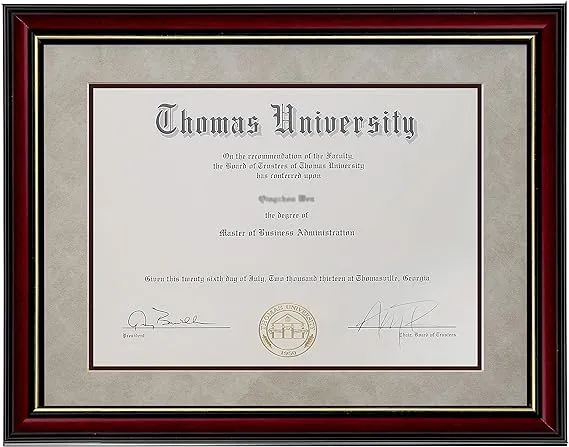 Flagship Diploma Frame Real Wood & Glass Golden Rim Sized 8.5x11 inch with Mat and 11x14 inch Without Mat for Documents Certificates (Double Mat,