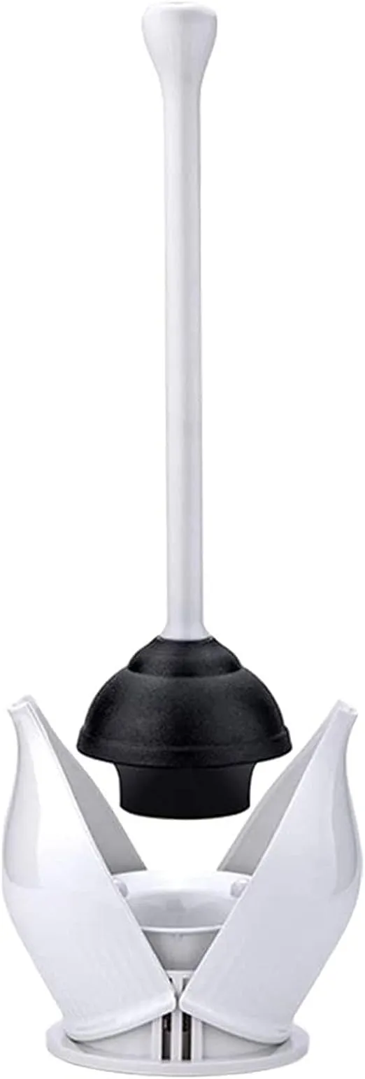 YANXUS Toilet Plunger, Hideaway Toilet Plunger with Caddy, Plungers for Bathroom with Holder, Heavy Duty Toilet Plunger with Holder - White
