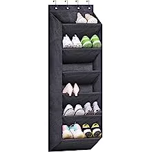 SLEEPING LAMB Shoe Rack for Door with Large Deep Pocket, Hanging Door Shoe Organizer for Closet Hanger, Dorm and Narrow Door Storage Shoe Holder, Black