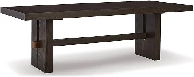 Signature Design by Ashley Burkhaus Traditional Rectangle Extension Dining Room Table, Dark Brown