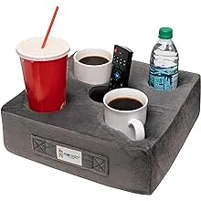 Cup Cozy Deluxe Pillow (Gray) *As Seen on TV* -The World's Best Cup Holder! Keep Your Drinks Close and Prevent Spills. Use it Anywhere-Couch, Floor, Bed, Man cave, car, RV, Park, Beach and More!