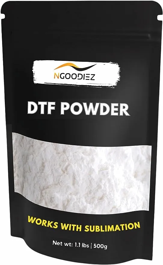 DTF Powder - Full Melting, Clump Free, DTF Transfer Powder - Soft Feel, DTF Powder and Transfer Film with Strong Ink Adhesion - White DTF Powder for Sublimation (500g / 17.6oz)