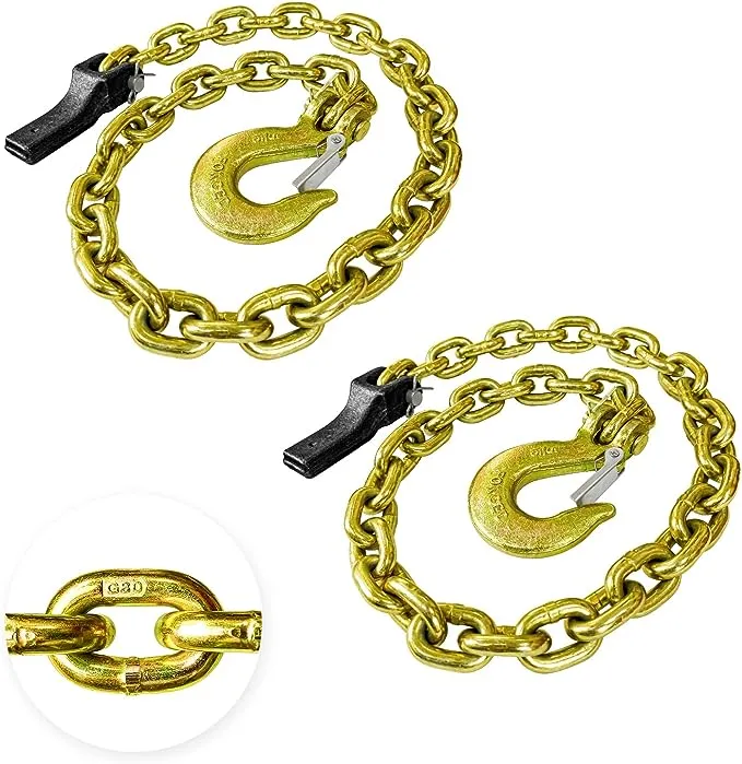 YATOINTO 2-Pack Grade 80 Trailer Safety Chain 35 Inch with 5/16'' Clevis Snap Hook and Chain Retainer | 21,000 lbs Break Strength | Transport Chain for Towing