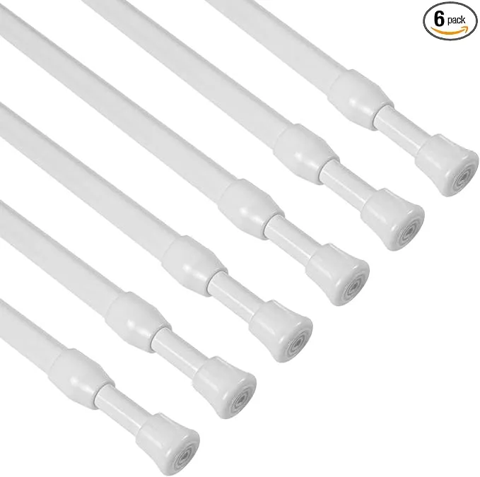 2 Pack Curtain Rod Adjustable 28-43 Inches，5/8" Diameter， White，Small Short Expandable Spring Loaded Tension Rods For Window, Bathroom, Cupboard,Kitchen