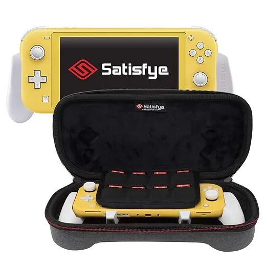 Satisfye - ZenGrip Go Slim Bundle (Lite), - Accessories Compatible with Nintendo Switch Lite - Bundle includes: Grip Lite, Slim Case. BONUS: 2 Thumbsticks (Gray)