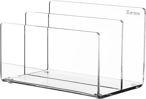 Kantek Clear Acrylic Mini File Sorter, 2 Section File Holder, 6&#034; x 3.8&#034; x 3.9...