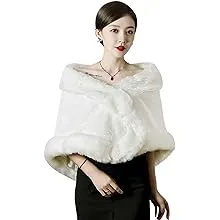 Women Winter Classic Faux Fur Capelets Shawls Soft Wedding Bridal Shoulder Cape Wraps Tippet Stoles