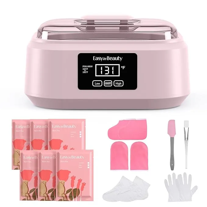 EasyinBeauty Paraffin Wax Machine for Hand and Feet, Touchscreen 3000ml Paraffin Wax Warmer with 6 Packs Rose Wax (2.64 lbs), Paraffin Hot Wax Spa for Therapy, Paraffin Bath for Smooth & Soft Skin