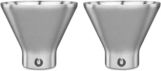 SNOWFOX Premium Vacuum Insulated Stainless Steel Martini Glass, Set of 2, Martinis Stay Icy Cold, Stemless Cocktail Glasses, Elegant Home Entertaining, Bold Beautiful Barware Set, 8 oz