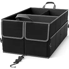 Black 3-Compartment Collapsible Cargo Trunk Storage Organizer for Car SUV Trunk