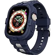 GELISHI Compatible for Apple Watch Ultra Band 49mm Rugged Protective Case with TPU Sport Bands, Military Shockproof Bumper Case for Apple Watch 49mm Men, Blue