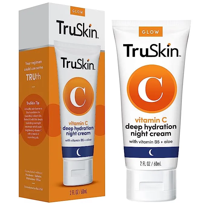 TruSkin Vitamin C Night Cream – Collagen Supporting Blend with Cocoa Butter, Vitamin B5, Botanical Essential Oils – Brightening and Firming Skin, Face & Neck, 2 Fl Oz