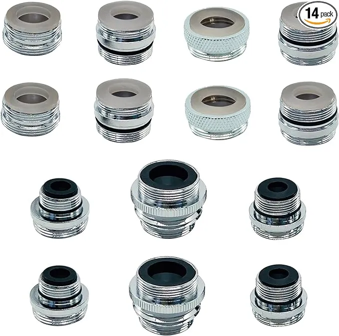 14 Pieces Faucet Adapter Kit Kitchen Aerator Adapter Female To Male Faucet Adapter Water Hose Adapter for Garden Hose Water Filter Standard Hose Sink Sprayers