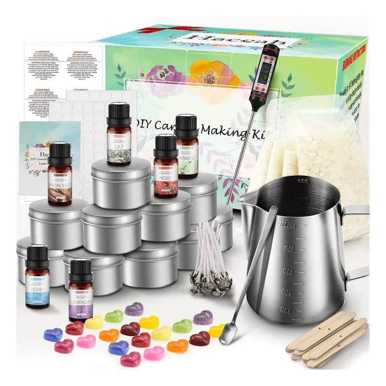 Haccah Complete Candle Making Kit,Candle Making Supplies,DIY Arts and Crafts Kits for Adults,Beginners,Kids Including Wax, Wicks, 6 Kinds of Scents,Dyes,Melting Pot,Candle tins