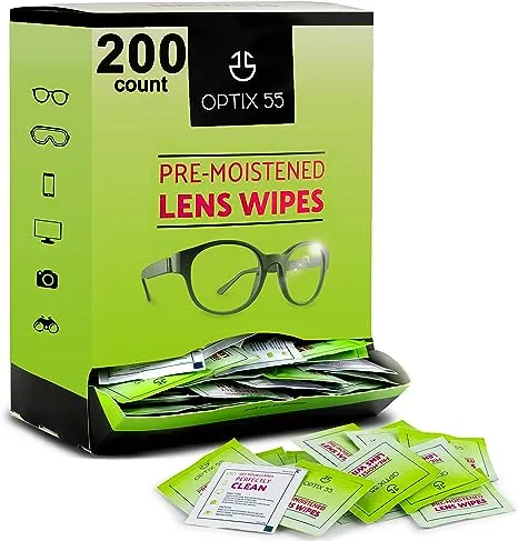 Eyeglass Cleaner Lens Wipes - 600 Pre-Moistened Individual Wrapped Packets in Hangable Box for Wall | Glasses Cleaner Wipe Safely Cleans Eye Glasses, Sunglasses, Screens & Electronics | Streak-Free