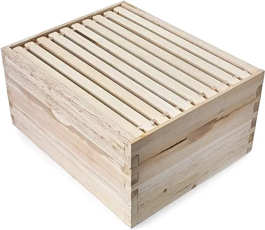 Honey Keeper Beehive 10 Frame Kit Super Box and 10 Deep Frames with Foundations for Langstroth Beekeeping