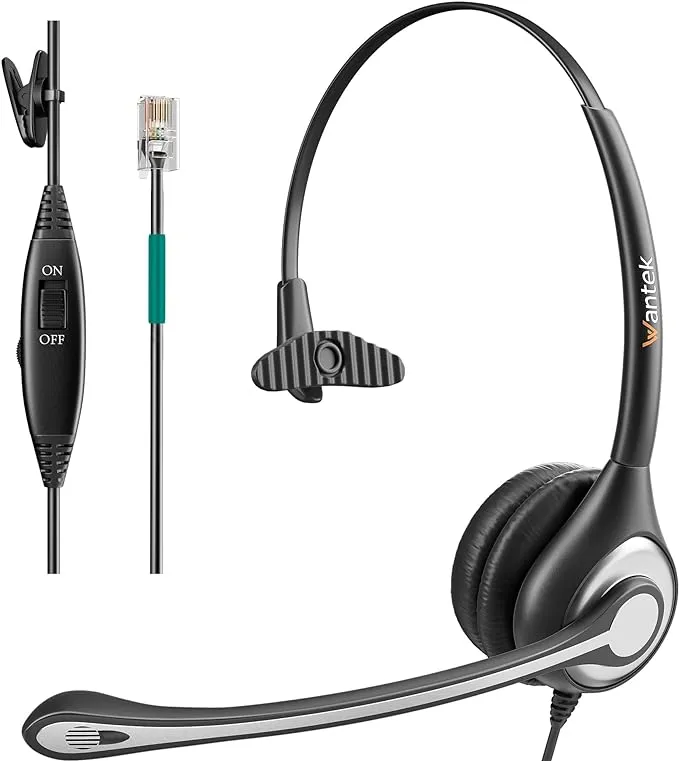 Wantek Corded Telephone Headset Dual w/Noise Canceling Mic Compatible with Avaya ...