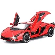 SASBSC Toy Cars Lambo Sian FKP3 Metal Model Car with Light and Sound Pull Back Toy Car for Boys Age 3 + Year Old (Blue)