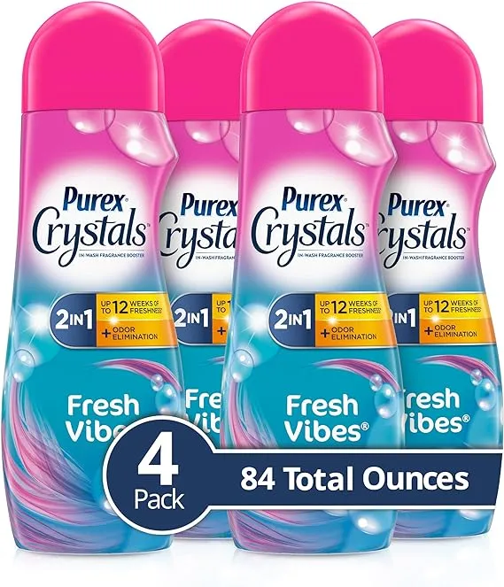 Purex Crystals in-Wash Fragrance and Scent Booster, Fresh Vibes, 15.5 Ounce (Pack of 4)