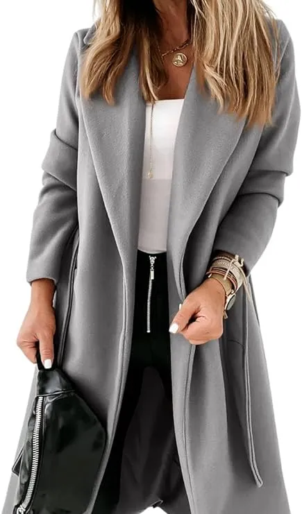 Women's cashmere coat Long Trench Coat black Woolen coat