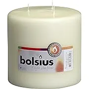 BOLSIUS Three Wick Big Pillar Candle Ivory – 6x6 Inches - Premium European Quality - 75 Hours Burn Time - Relight Unscented Large Pillar Candle - Smooth & Smokeless Flame - Wedding, & Party Candle