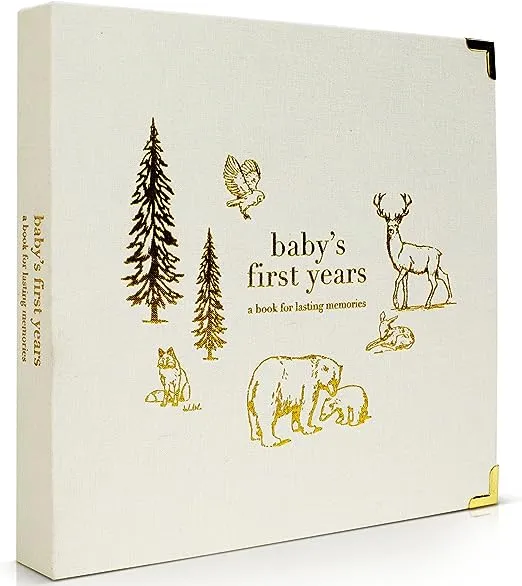 Keepsake Baby Memory Book for Boys and Girls – Timeless First 5 Year Baby Book – Gender Neutral Linen Baby Journal Scrapbook or Photo Album - A Milestone Book to Record Every Event from Birth to Age 5