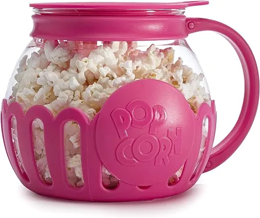 Micro-Pop Popcorn Popper, with 3-in-1 Lid - Ecolution 1.5 Quart Snack Size / Pink