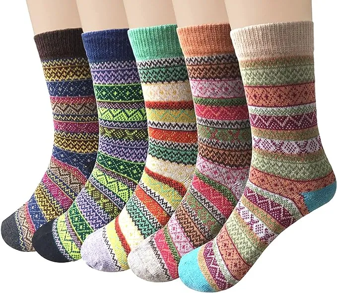 Loritta Wool Socks for Women Warm Winter Socks Thick Knit Soft Cabin Cozy Crew Boot Socks Gifts