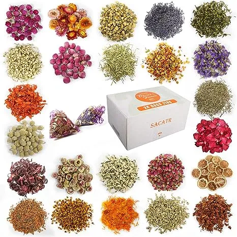 Dried Flowers-116 PCS Natural Dried Flower Herbs Kit for Bath, Soap Making, 