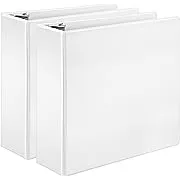 Amazon Basics 3 Ring Binders, 3 Inch, 2 Pack, D-Ring Organizer for School, Home Office, White