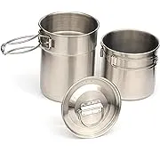 2Pcs 4Pcs Foldable Camping Cups and Mugs Pot 304-Food-Grade Stainless Steel Outdoor-cookware-Set with Vented lid