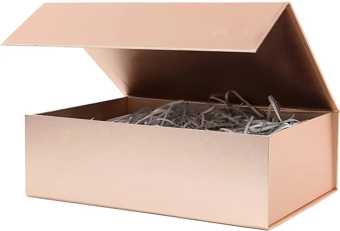 Rsgift Rose Gold Gift Box,12.4x8.7x4 Inches,Gold Christmas Boxes with Lids ...