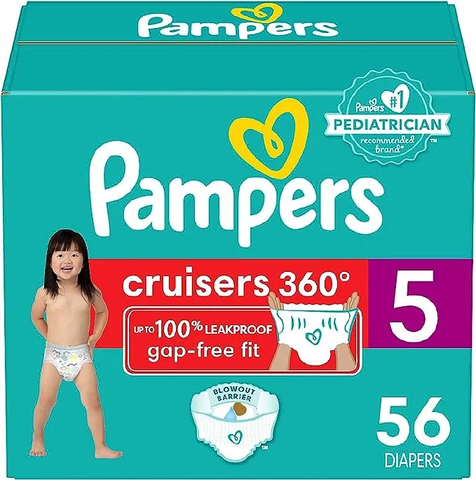 Pampers Diapers, Cruisers 360 Degrees, Size 5 (27+ lb), Super Pack - 56 diapers