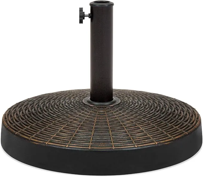 Best Choice Products 55lb Round Wicker Style Resin Patio Umbrella Base Stand w/ 1.75in Hole