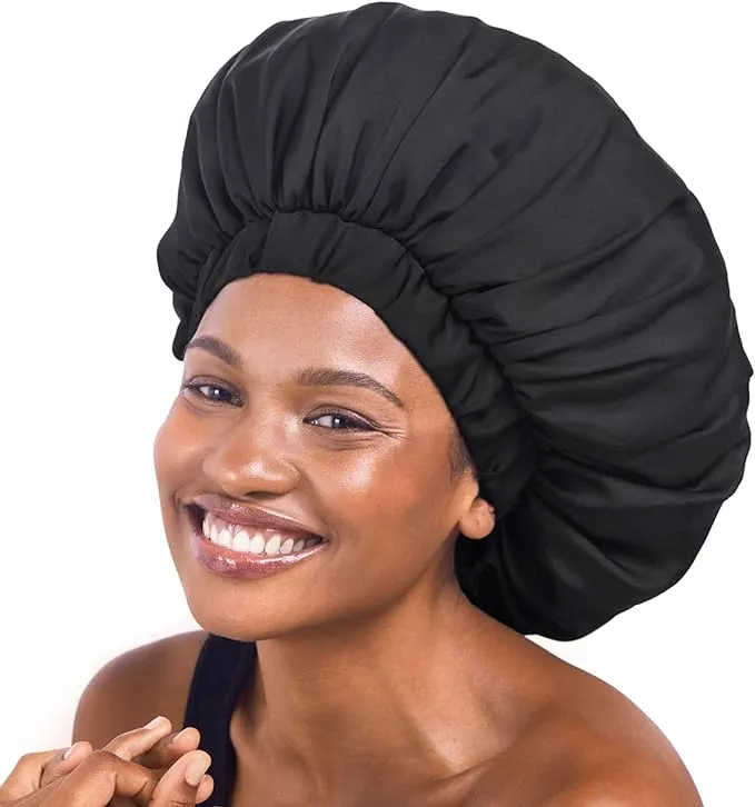 Black Satin Sleep Bonnet