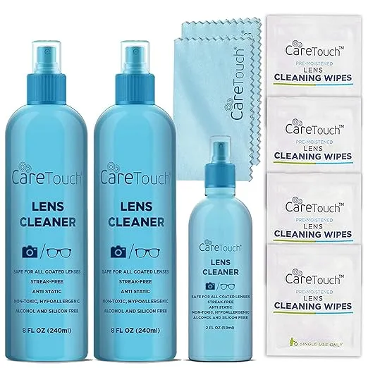 Eyeglass Cleaner Spray Kit, Alcohol-Free, 16Oz (8Oz X 2) &amp; 2Oz, 26 Wipes + 2 Clo