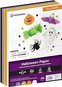 Halloween Colored Paper, 5 Assorted Colors, Perfect for Holiday School and Craft Projects, 300 Sheets, 8.5” x 11” (00582)