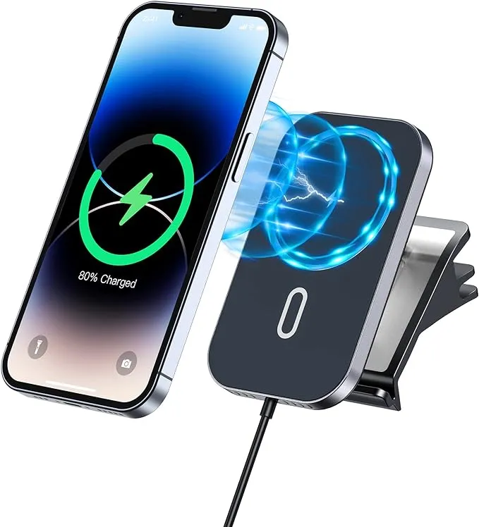 Tesla Phone Charger Mount,Strong Magnetic Mag Safe Car Mount Charger for Tesla Model 3/Y Accessories,Adjustable Tesla Phone Charger Holder Compatible with iPhone 15 14 13 12 Pro Max Plus All