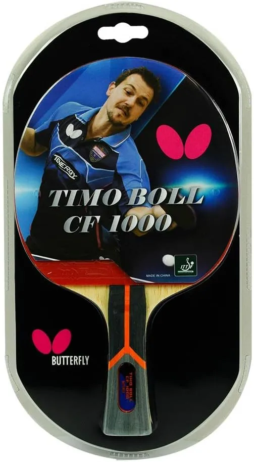 Butterfly Timo Boll Carbon Fiber Ping Pong Paddle | ITTF Approved Table Tennis Racket | Ping Pong Sponge and Rubber | Carbon Layers in Ping Pong Racket for Power | Professional Ping Pong Paddle