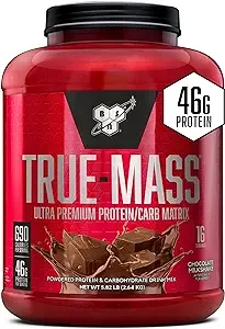 BSN, True-Mass Ultra Premium Protein & Carb Matrix, 46 g Protein Powder, Chocolate Milkshake, 5.82 lb, 16 Servings