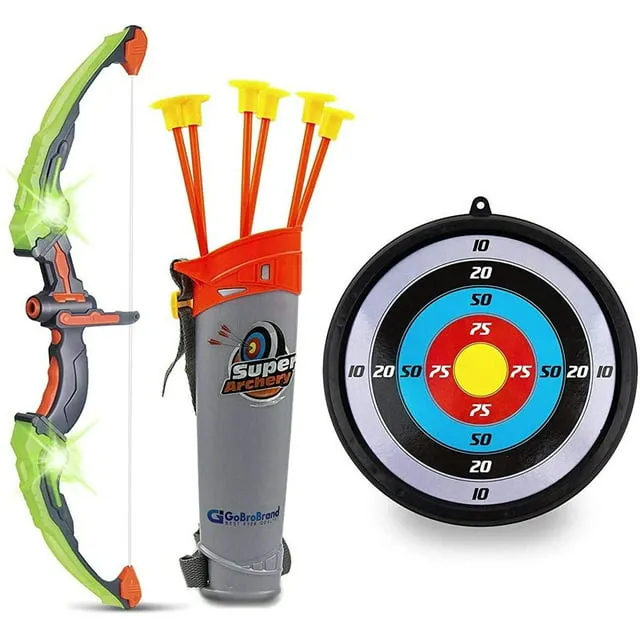 Gobrobrand Bow and Arrow Set for Kids -Green Light Up Archery Toy Set -Includes