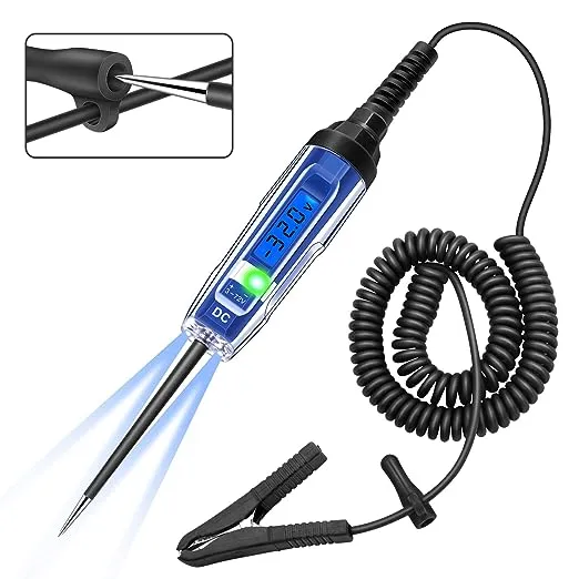 Upgraded 3-72V Automotive Circuit Tester with Voltmeter, Heavy Duty LCD Backlight Display Test Light with 140 Inch Extended Wire & Illumination, Bidirectional DC Voltage Tester Electric Light Test Pen