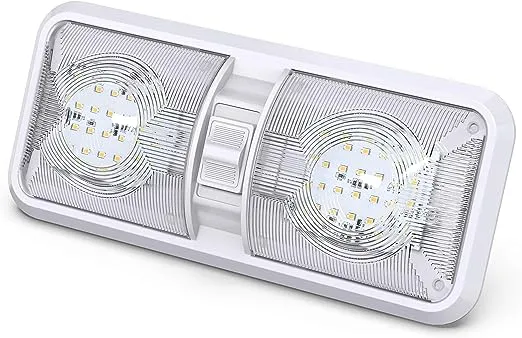 2 Pack RV LED Ceiling Double Dome Light Fixture with ON/OFF Switch Interior Lighting for Car/RV/Trailer/Camper/Boat DC 12V Natural White 4000-4500K 48X2835SMD