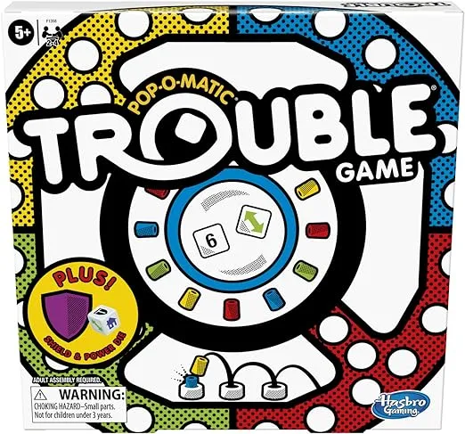 Hasbro Gaming Trouble Game with Bonus Shield & Power Die | Family Board Games for Kids | 2-4 Players | Ages 5+ (Amazon Exclusive)