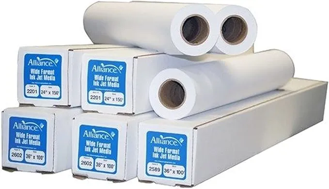 Alliance Wide Format Paper Rolls CAD Bond 30" Widths (4 Rolls, 30 In x 150 Ft | 2" Core)